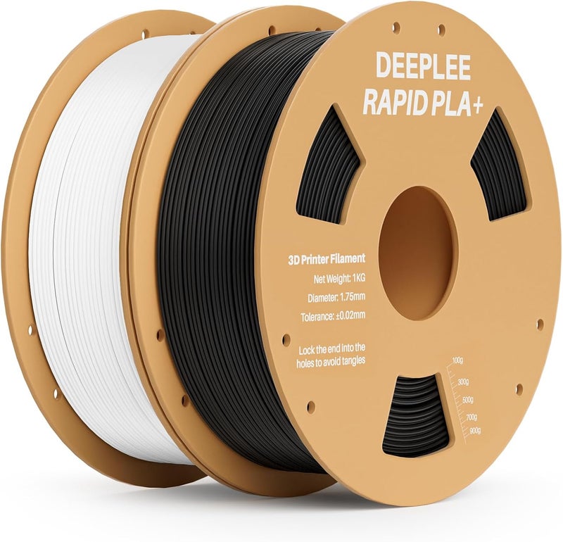 Deeplee Rapid PLA Plus Filament 1.75mm, High Speed 3D Printer Filament Up to 600mm/s, PLA+ Filament Dimensional Accuracy +/- 0.02 mm Fits Most FDM 3D Printer, Cardboard Spool 2 Pack 1kg Black & White - Image 1